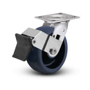 Value Stainless 5"x2" Solid Polyurethane K Delrin Bearing Caster with Top Lock and 4"x4.5" Plate