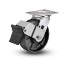 Value Stainless 5"x2" Max Nylon Delrin Bearing Caster with Top Lock and 4"x4.5" Plate