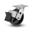 Value Stainless 5"x2" Polypropylene HD Delrin Bearing Caster with Top Lock and 4"x4.5" Plate