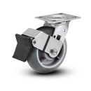 Value Stainless 5"x2" Thermo-Rubber (Donut) Delrin Bearing Caster with Top Lock and 4"x4.5" Plate