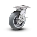 Value Stainless 5"x2" Thermo-Rubber (Donut) Roller Bearing Side-Lock Caster with 4"x4.5" Plate