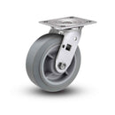 Value Stainless 5"x2" Thermo-Rubber (Flat) Precision Ball Bearing Caster with 4"x4.5" Plate