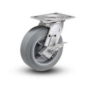 Value Stainless 5"x2" Thermo-Rubber (Flat) Delrin Bearing Side-Lock Caster with 4"x4.5" Plate