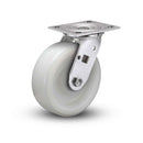 Value Stainless 5"x2" White Nylon Roller Bearing Caster with 4"x4.5" Plate
