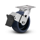 Value Stainless 6"x2" Solid Polyurethane K Precision Ball Bearing Caster with Top Lock and 4"x4.5" Plate