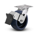 Value Stainless 6"x2" Solid Polyurethane K Delrin Bearing Caster with Top Lock and 4"x4.5" Plate