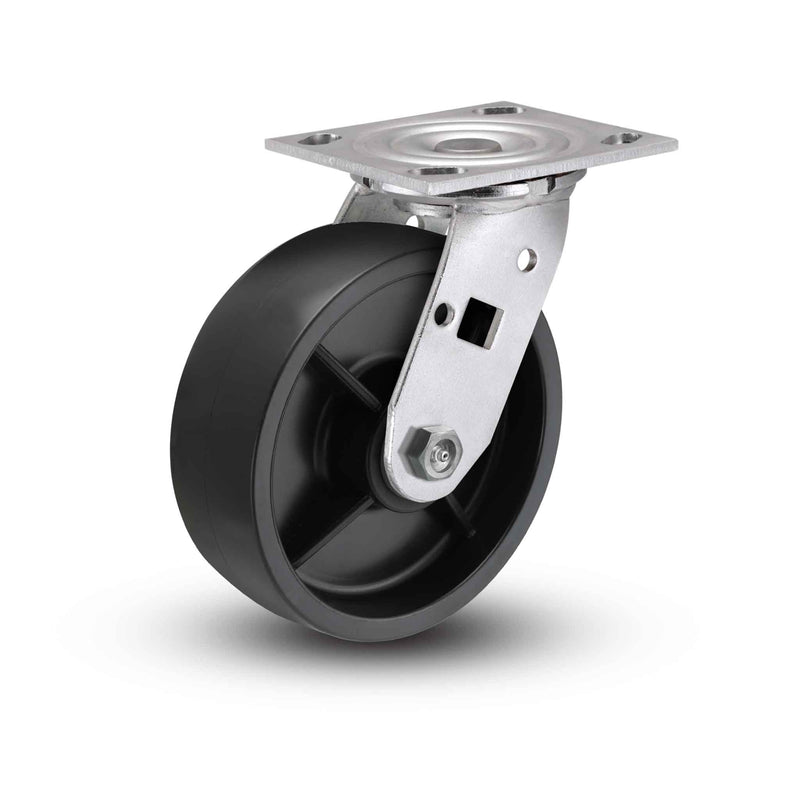 Value Stainless 6"x2" Polypropylene HD Delrin Bearing Caster with 4"x4.5" Plate
