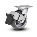 Value Stainless 6"x2" Thermo-Rubber (Donut) Delrin Bearing Caster with Top Lock and 4"x4.5" Plate