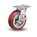 Value Stainless 6"x2" Thermo-Urethane Precision Ball Bearing Side-Lock Caster with 4"x4.5" Plate