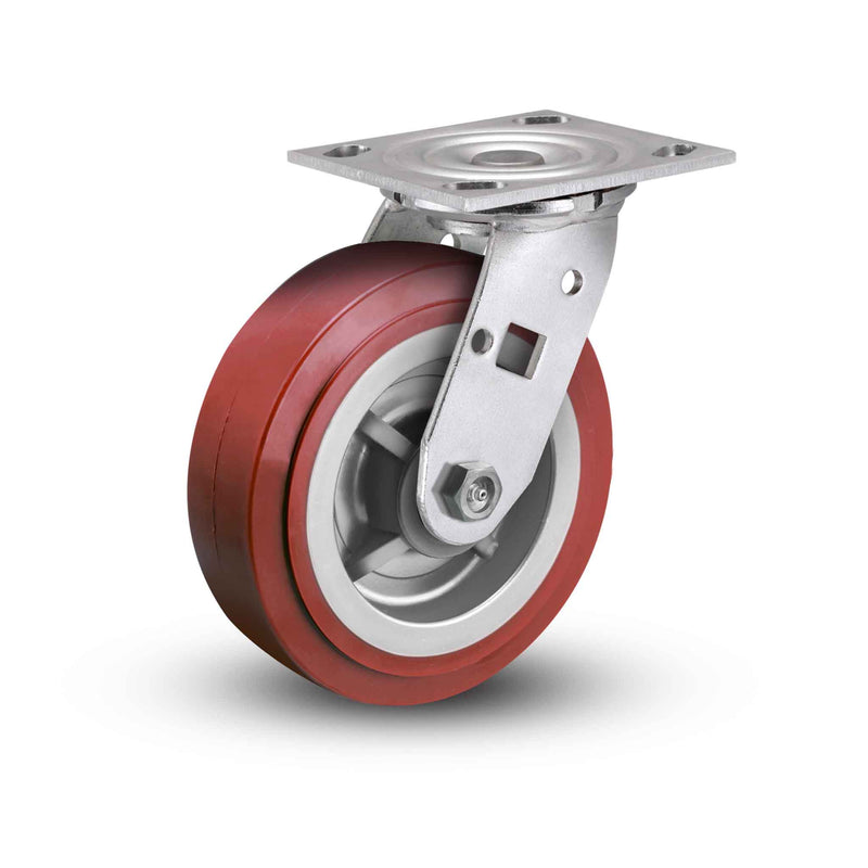 Value Stainless 6"x2" Thermo-Urethane Precision Ball Bearing Caster with 4"x4.5" Plate