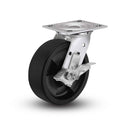 Value Stainless 8"x2" High-Temp Nylon Precision Ball Bearing Side-Lock Caster with 4"x4.5" Plate