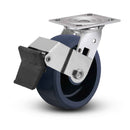 Value Stainless 8"x2" Solid Polyurethane K Precision Ball Bearing Caster with Top Lock and 4"x4.5" Plate