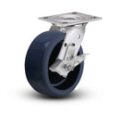 Value Stainless 8"x2" Solid Polyurethane K Delrin Bearing Side-Lock Caster with 4"x4.5" Plate