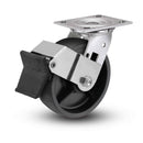 Value Stainless 8"x2" Polypropylene HD Delrin Bearing Caster with Top Lock and 4"x4.5" Plate