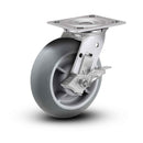 Value Stainless 8"x2" Thermo-Rubber (Donut) Precision Ball Bearing Side-Lock Caster with 4"x4.5" Plate