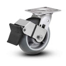 Value Stainless 8"x2" Thermo-Rubber (Donut) Precision Ball Bearing Caster with Top Lock and 4"x4.5" Plate