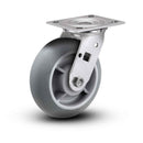 Value Stainless 8"x2" Thermo-Rubber (Donut) Delrin Bearing Caster with 4"x4.5" Plate