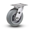 Value Stainless 8"x2" Thermo-Rubber (Flat) Precision Ball Bearing Caster with 4"x4.5" Plate