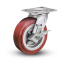 Value Stainless 8"x2" Thermo-Urethane Roller Bearing Side-Lock Caster with 4"x4.5" Plate