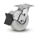 Value Stainless 8"x2" White Nylon Precision Ball Bearing Caster with Top Lock and 4"x4.5" Plate