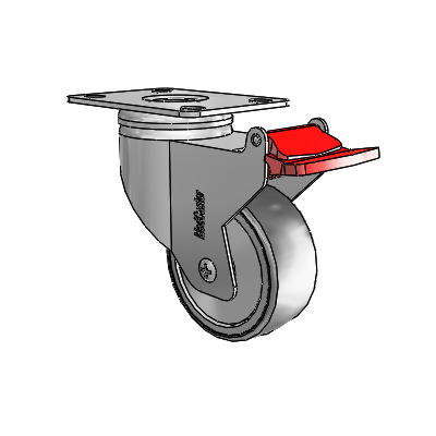 Stainless Dual-Pedal 3"x1.25" TPR Wheel Caster with Total Lock and 95mm x 70mm Plate
