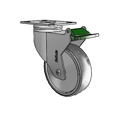 Stainless Dual-Pedal 4"x1.25" TPR Wheel Caster with Direction Lock and 95mm x 70mm Plate
