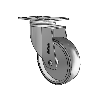 Stainless Dual-Pedal 4"x1.25" TPR Wheel Caster with 95mm x 70mm Plate