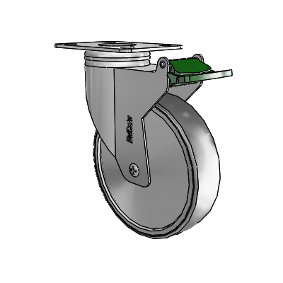 Stainless Dual-Pedal 5"x1.25" TPR Wheel Caster with Direction Lock and 95mm x 70mm Plate