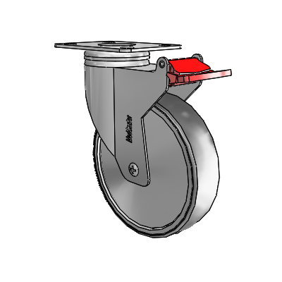 Stainless Dual-Pedal 5"x1.25" TPR Wheel Caster with Total Lock and 95mm x 70mm Plate