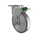 Stainless Dual-Pedal 6"x1.25" TPR Wheel Caster with Direction Lock and 95mm x 70mm Plate