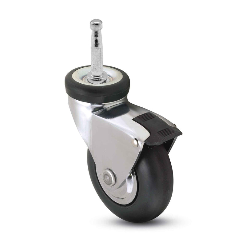 Main view of a Shepherd Casters 3" x 0.94" wide wheel Swivel caster with 5/16" x 1-1/2" tapered stem, with a top wheel lock brake, MonoTech wheel and 110 lb. capacity part