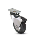 Main view of a Shepherd Casters 3" x 0.94" wide wheel Swivel caster with 1-1/4" x 2-3/8" top plate, with a top wheel lock brake, MonoTech wheel and 110 lb. capacity part