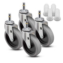 Main view of a Shepherd Casters 4" x 1" wide wheels Kits caster with 7/16" x 1-3/8" brass band, without a brake, Thermoplastic Rubber wheel and 500 lb. total capacity part