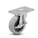 Main view of a Shepherd Casters 3" x 0.8125" wide wheel Swivel caster with 2-5/8" x 3-3/4" top plate, with a side locking brake, Thermoplastic Rubber wheel and 110 lb. capacity part