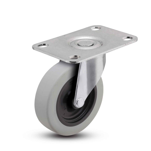 Main view of a Shepherd Casters 3" x 0.8125" wide wheel Swivel caster with 2-5/8" x 3-3/4" top plate, without a brake, Thermoplastic Rubber wheel and 110 lb. capacity part# PRE30120ZN-TPR