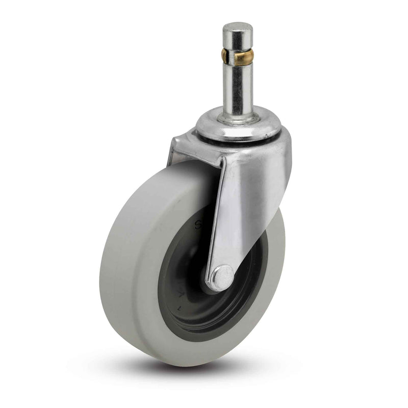 Main view of a Shepherd Casters 3" x 0.8125" wide wheel Swivel caster with 7/16" x 1-3/8" brass band, without a brake, Thermoplastic Rubber wheel and 110 lb. capacity part