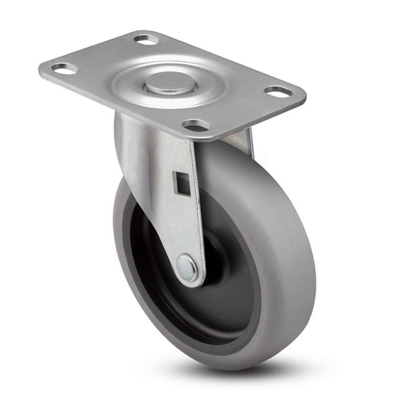 Main view of a Shepherd Casters 5" x 0.94" wide wheel Swivel caster with 2-5/8" x 3-3/4" top plate, without a brake, Thermoplastic Rubber wheel and 130 lb. capacity part