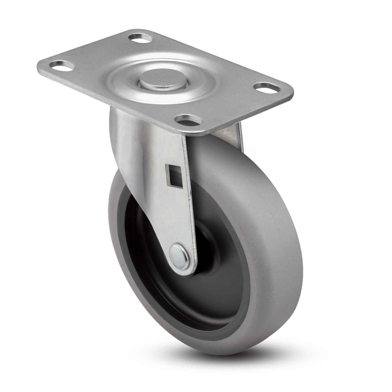 Main view of a Shepherd Casters 4" x 0.94" wide wheel Swivel caster with 2-5/8" x 3-3/4" top plate, without a brake, Thermoplastic Rubber wheel and 125 lb. capacity part