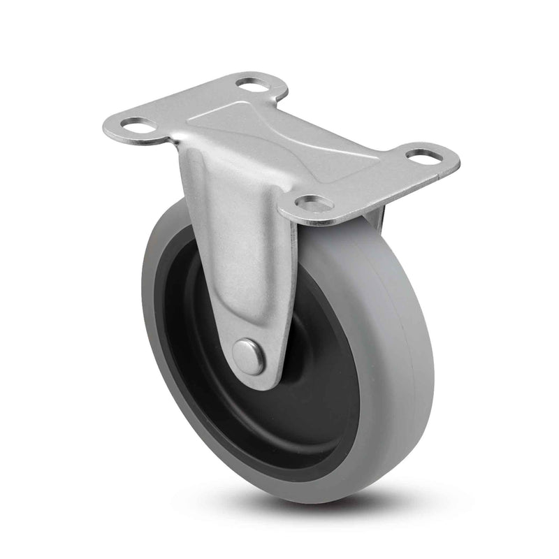 Main view of a Shepherd Casters 4" x 0.94" wide wheel Rigid caster with 2-5/8" x 3-3/4" top plate, without a brake, Thermoplastic Rubber wheel and 125 lb. capacity part