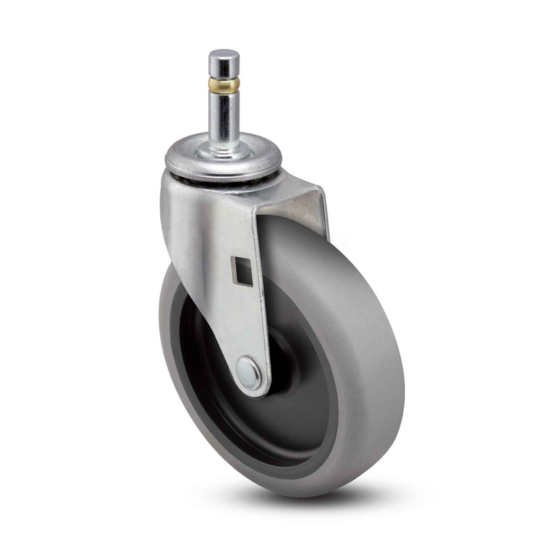 Main view of a Shepherd Casters 4" x 0.94" wide wheel Swivel caster with 7/16" x 1-3/8" brass band, without a brake, Thermoplastic Rubber wheel and 125 lb. capacity part