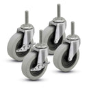 Main view of a Shepherd Casters 3" x 1" wide wheels Kits caster with 3/8"-16 x 1-1/2" stud, with a side locking brake, Thermoplastic Rubber wheel and 440 lb. total capacity part