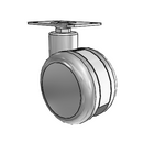 100mm Medical Cart Twin Wheel Caster with 2.5"x3.625" Plate