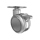100mm Medical Cart Twin Wheel Caster with Total Lock and 2.5"x3.625" Plate